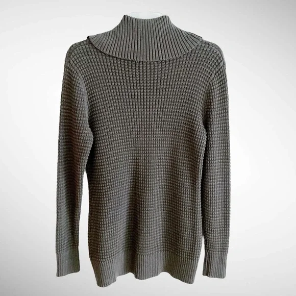 Calvin Klein Gray Turtleneck Long-Sleeve Sweater with Button Detail - Picture 2 of 12